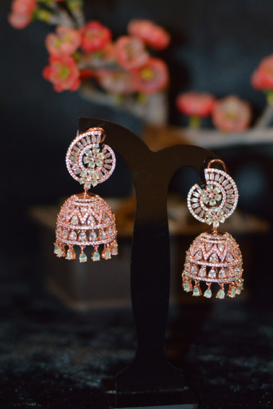 White & Green stone AD Jhumkas